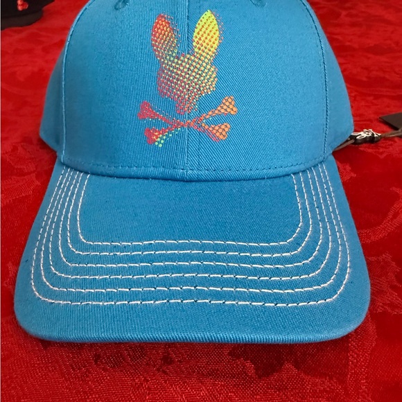 Psycho Bunny Other - Psycho Bunny Teal Men's Cap with Rainbow Bunny Skull Embroidery